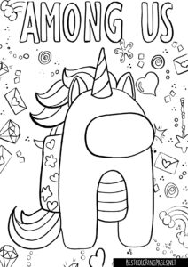 Among Us Unicorn Free Coloring Pages