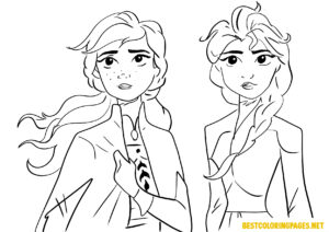 Anna and Elsa Colouring Pages