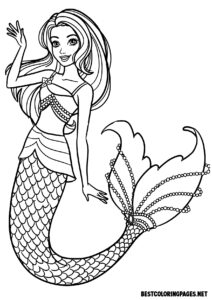 Princess coloring pages. Barbie Mermaid colouring page
