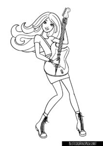 Barbie rockstar coloring page performing on stage. Coloring Page