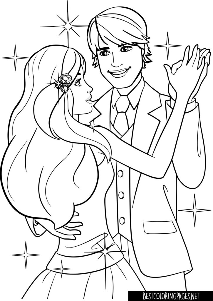 Barbie and Ken Coloring Page