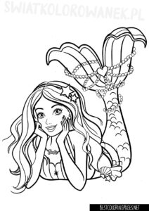 Coloring pages Barbie mermaid coloring page with a colorful tail.