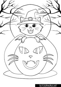 Cat and Pumpkin Halloween Coloring Book