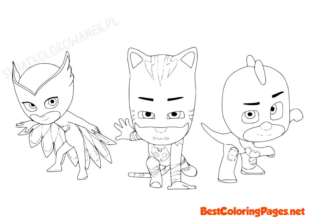 Catboy Owlette and Gekko coloring page