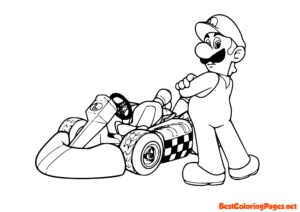 Coloring Page Mario Kart Luigi
