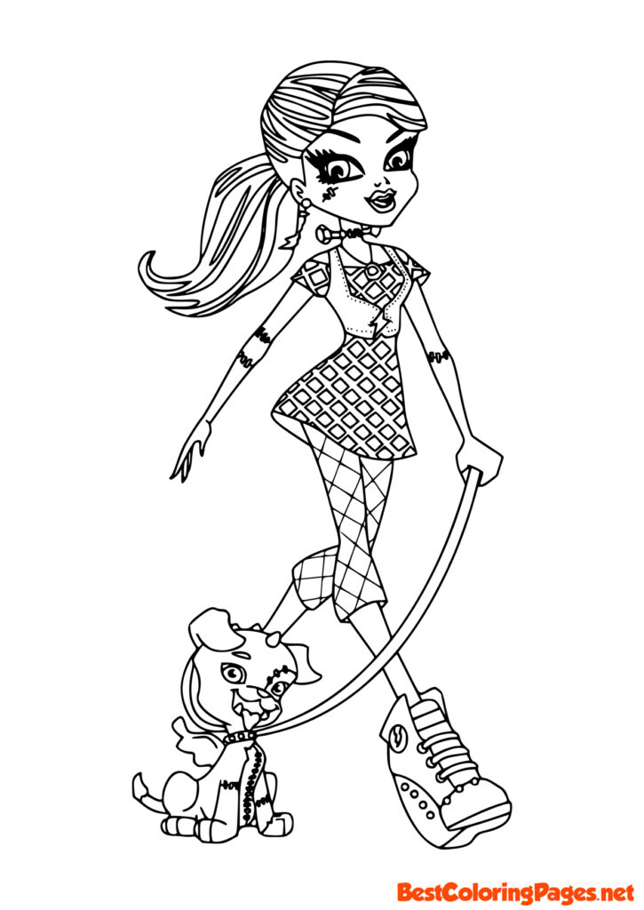 Coloring book Monster High doll with dog
