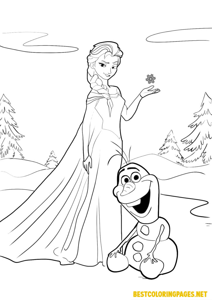 Elsa and Olaf Frozen coloring pages