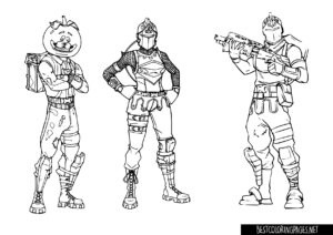 Fortnite game characters coloring pages for kids