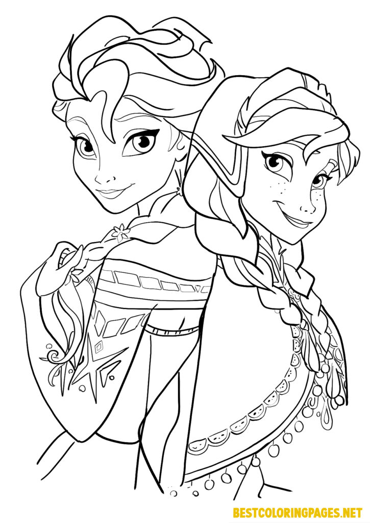Frozen Coloring Pages Anna and Elsa