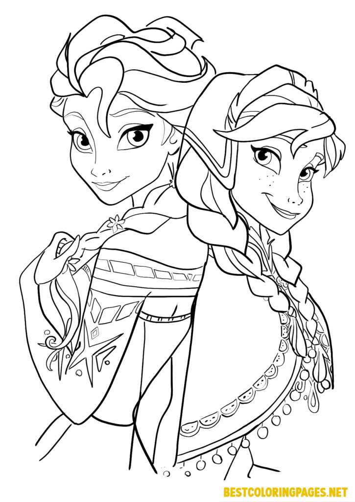 Coloring Pages Anna and Elsa - Free printable coloring pages