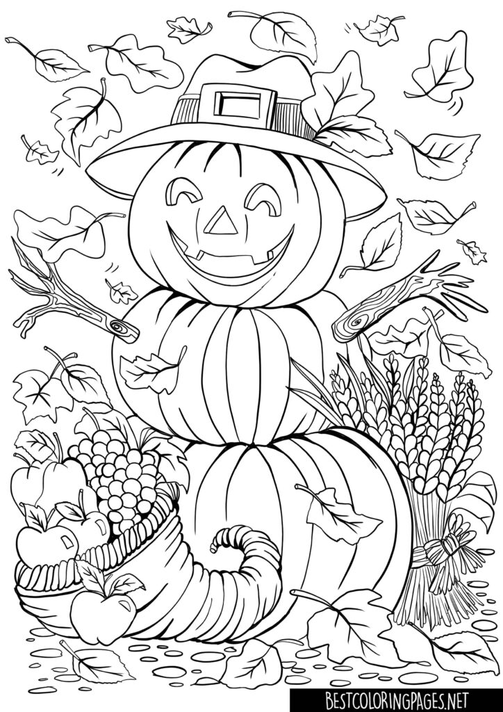 Halloween Pumpkin Snowman Coloring Pages