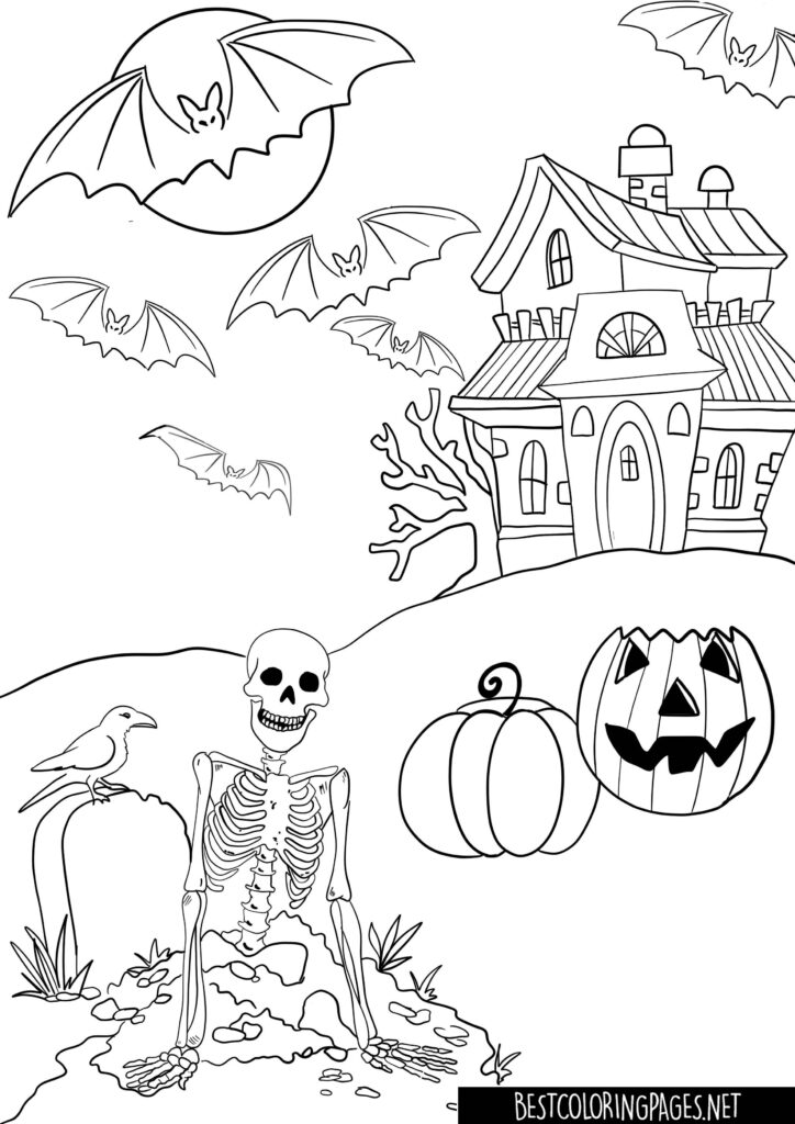 Halloween Scary House Coloring Pages