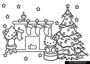 Hello Kitty Christmas coloring page