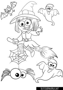 Little Witch Coloring Pages Halloween