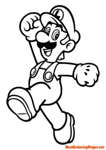 Luigi Mario free printable coloring page