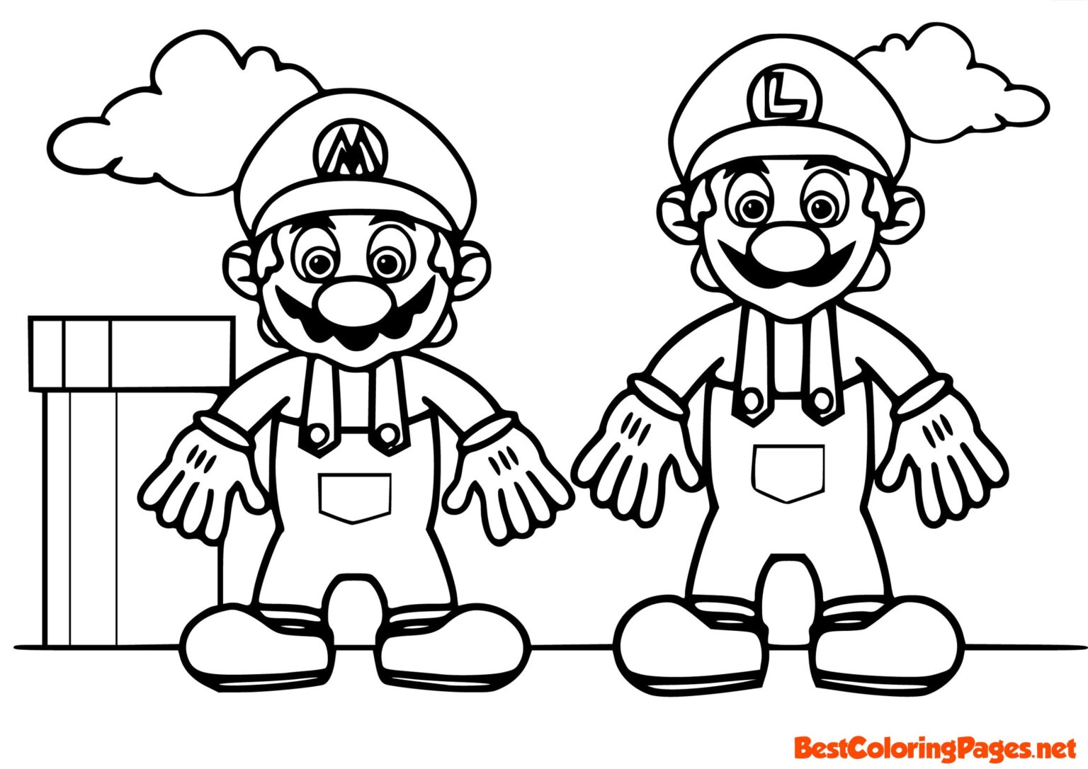 Luigi and Mario Colouring Free printable coloring pages