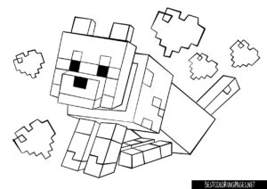 Minecraft Wolf Coloring Page