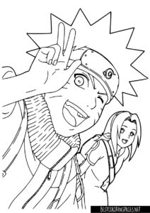 Naruto Coloring Pages - Naruto i Sakura