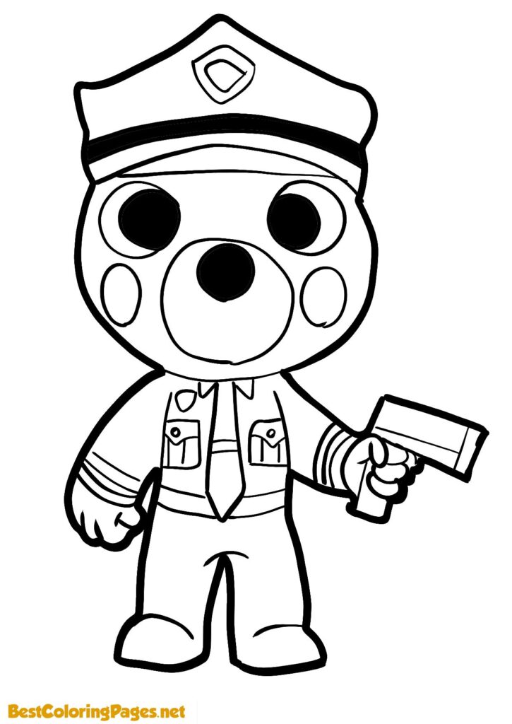 Piggy policeman coloring pages