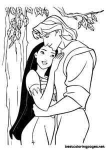 Pocahontas and John Smith coloring page