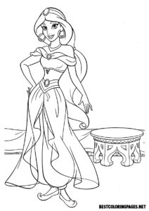 Princesses coloring pages. Princess Jasmine coloring page