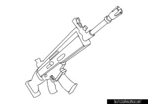 SCAR Rifle Coloring Sheet from Fortnite