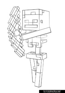 Skeleton Minecraft colouring pages