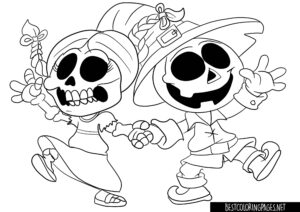 Skeleton dance Halloween Coloring Pages