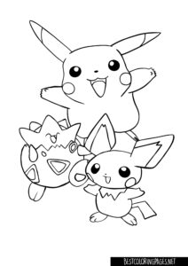 Togepi Pikachu coloring page for free