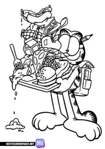 Garfield at school coloring page