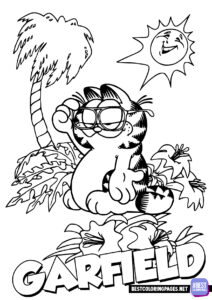 Garfield on vacation coloring page