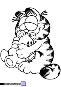 Garfield with his stuffed animal to color