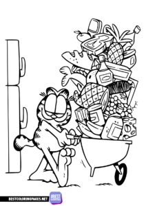 Garfield with shopping coloring page