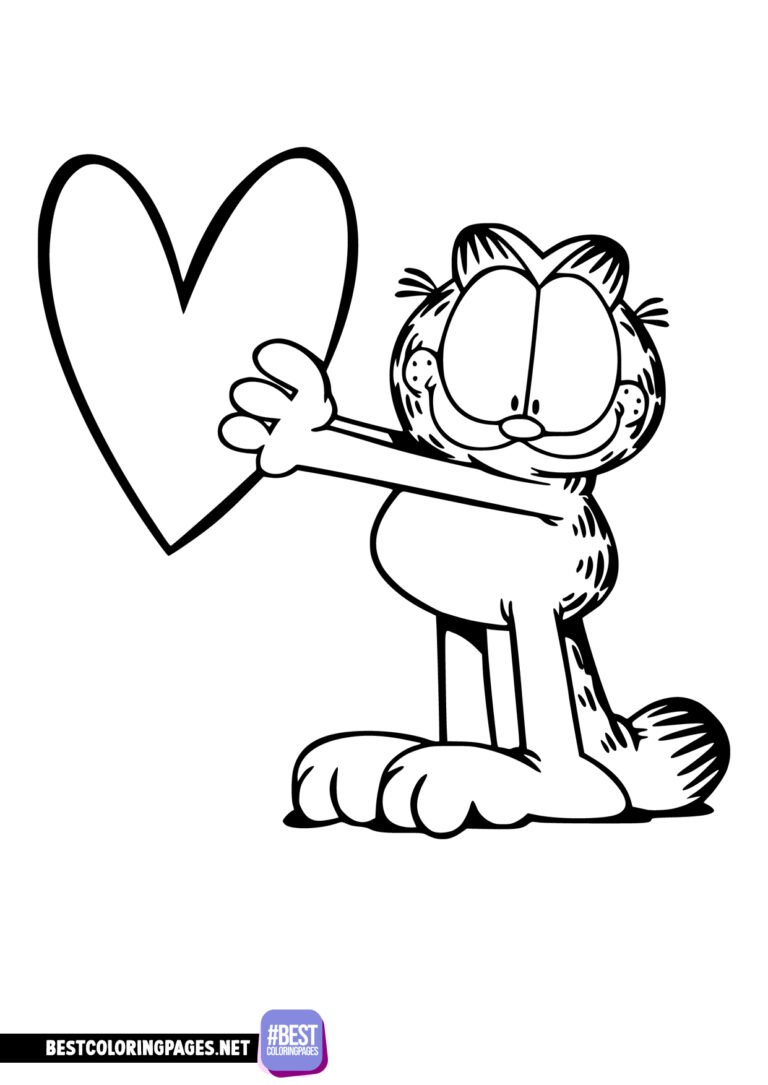 Valentine's Day coloring page with Garfield