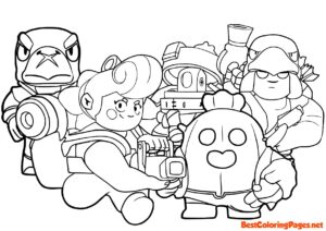 Brawlers from Brawl Stars Coloring Page