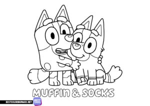 Bluey coloring page Muffin and Socks from Bluey