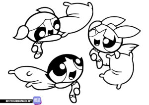 Powerpuff girls pillow fight coloring pages