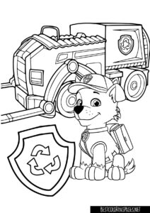 Rocky Paw Patrol with his vehicle
