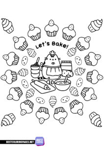 Let`s Bake Pusheen coloring page
