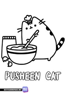 Pusheen the cook colouring