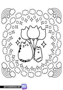 Rainbow Pusheen coloring page