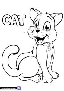 Animals coloring page. Cat coloring page for kids