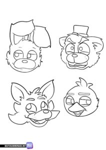 Characters from FNAF coloring book