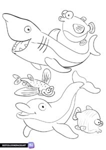Fish ocean coloring page