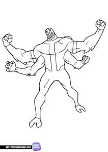 Four-armed opponent Ben 10 coloring page