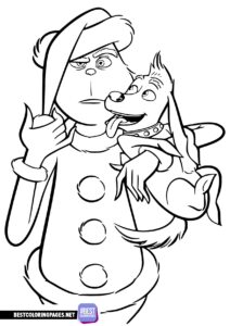 Grinch with a dog coloring page
