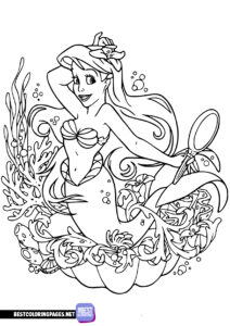 Mermaid Ariel colouring page