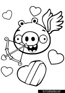 Valentines Angry Birds Coloring Pages