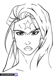 Wonder Woman face coloring sheet.