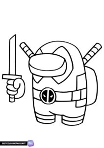 Among Us Deadpool coloring page